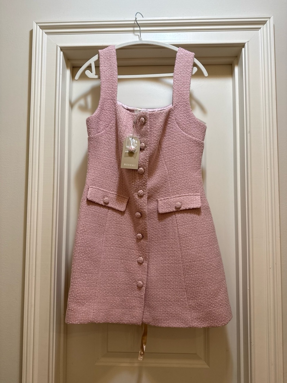Meshki Pink Tweed Mini Dress